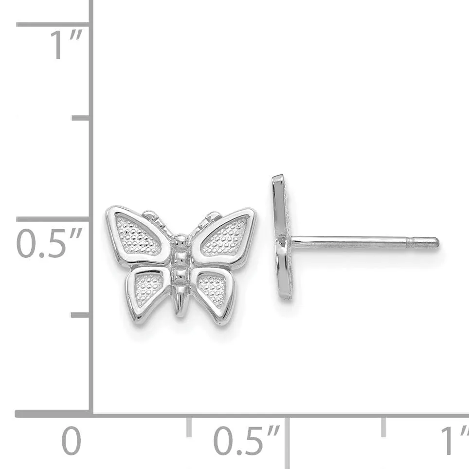 14k White Gold Butterfly Earrings