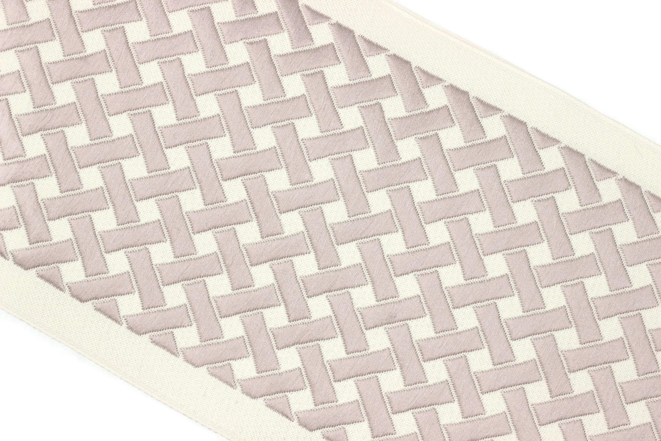 16.4 Yrd 100mm Beige&Pink Ribbons (3.93 inc, Meander Jacquard Trim, Drapery Trim Tape, Curtain Making Upholstery Fabric 179 V2