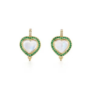 18K Emerald Pavé Heart Earrings