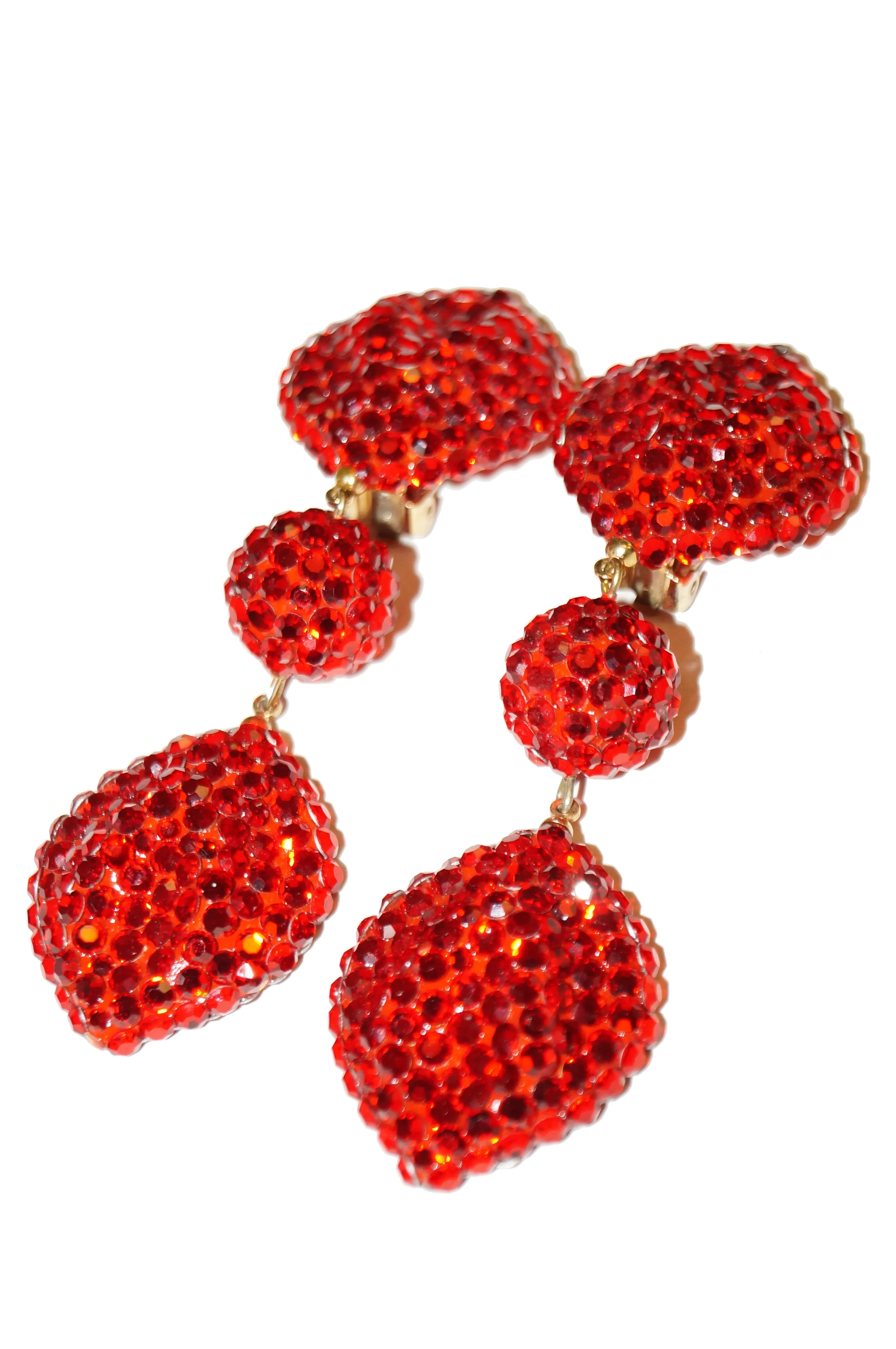 1980s Richard Kerr Scarlet Red Rhinestone Drop Earrings