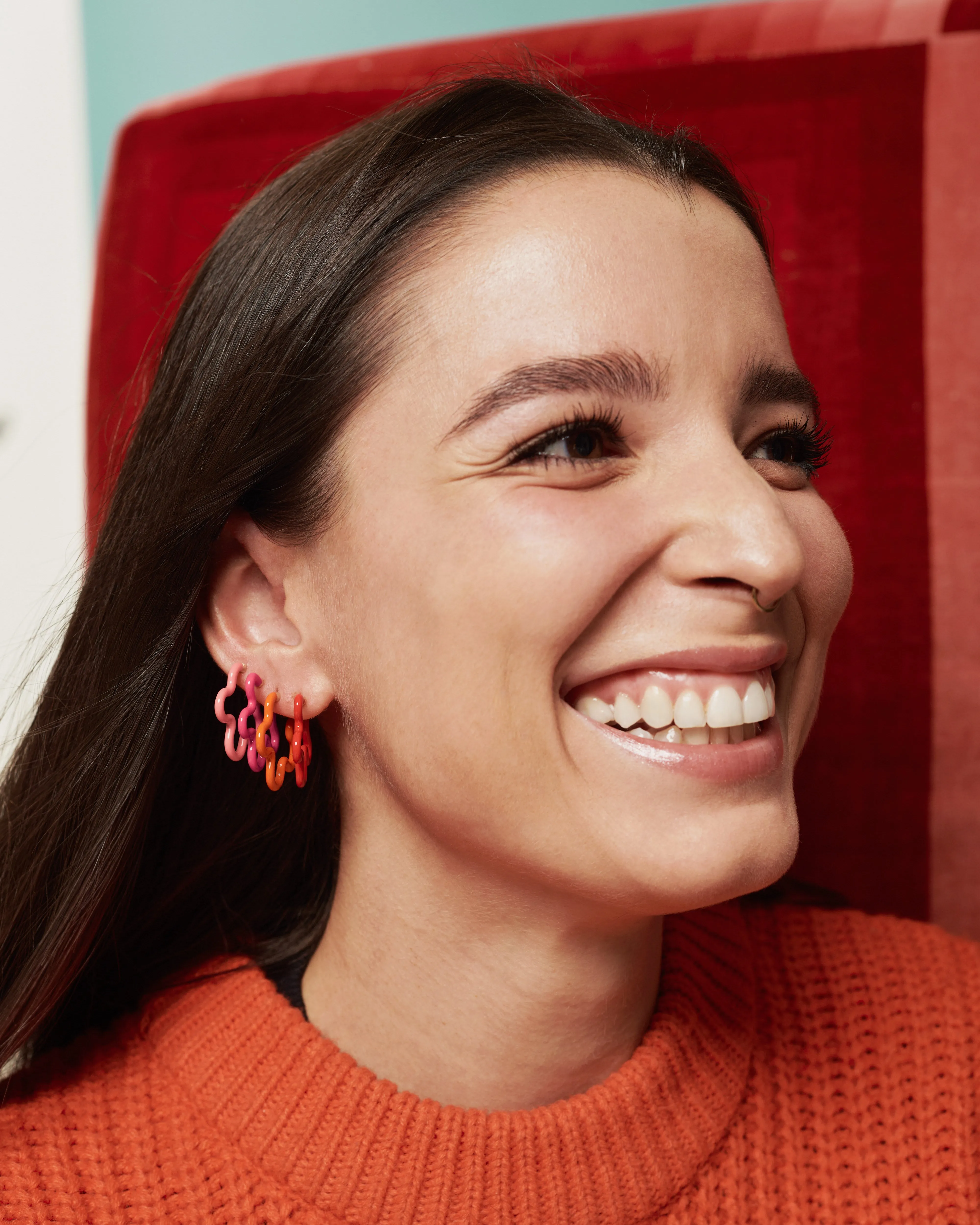 2 TONE FLOWER EARRINGS ~ IN RED AND JAPANESE ORANGE