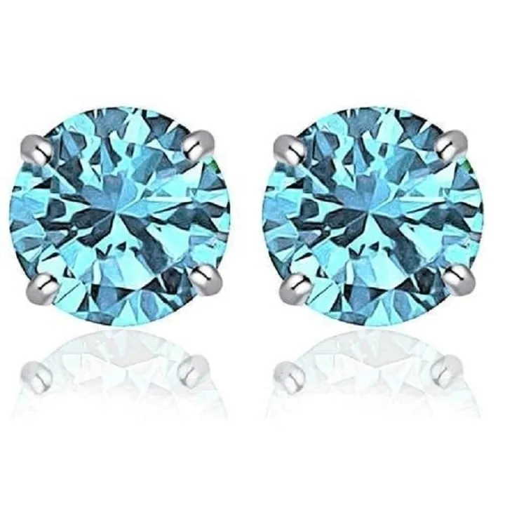 2.00 CTTW Round Crystal Stud Earrings-ALL COLORS AVAILABLE White Yellow Gold Filled High Polish Finsh High Finish