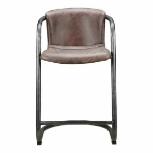 22 Inch Counter Stool Brown Leather (Set of 2) Industrial