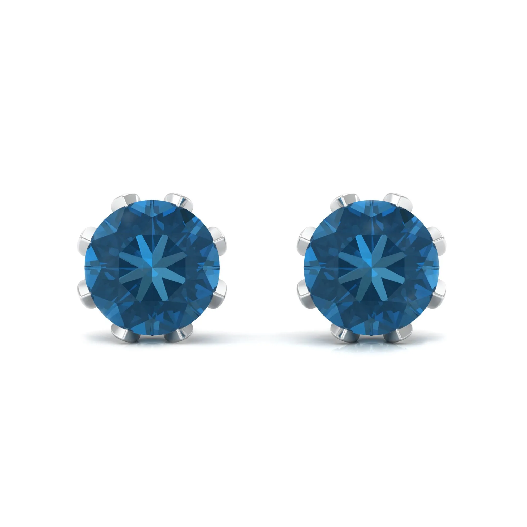 4.50 CT London Blue Topaz and Diamond Bridal Stud Earrings