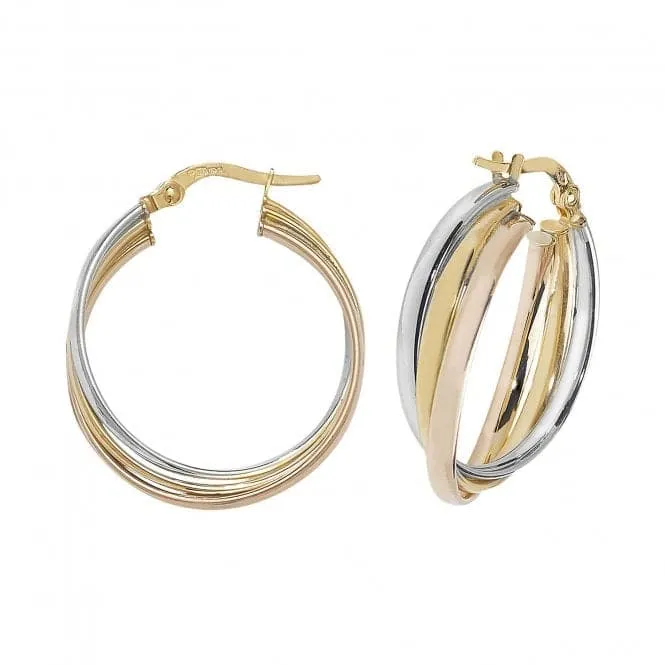 9ct Tri-Color Gold Hoop Earrings ER1000