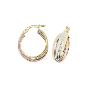 9ct Tri-Color Gold Hoop Earrings ER1000