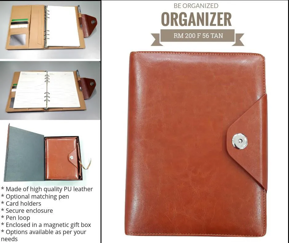 AMS-RM-200 F 56 - (Brown) - PU Leather Organizer