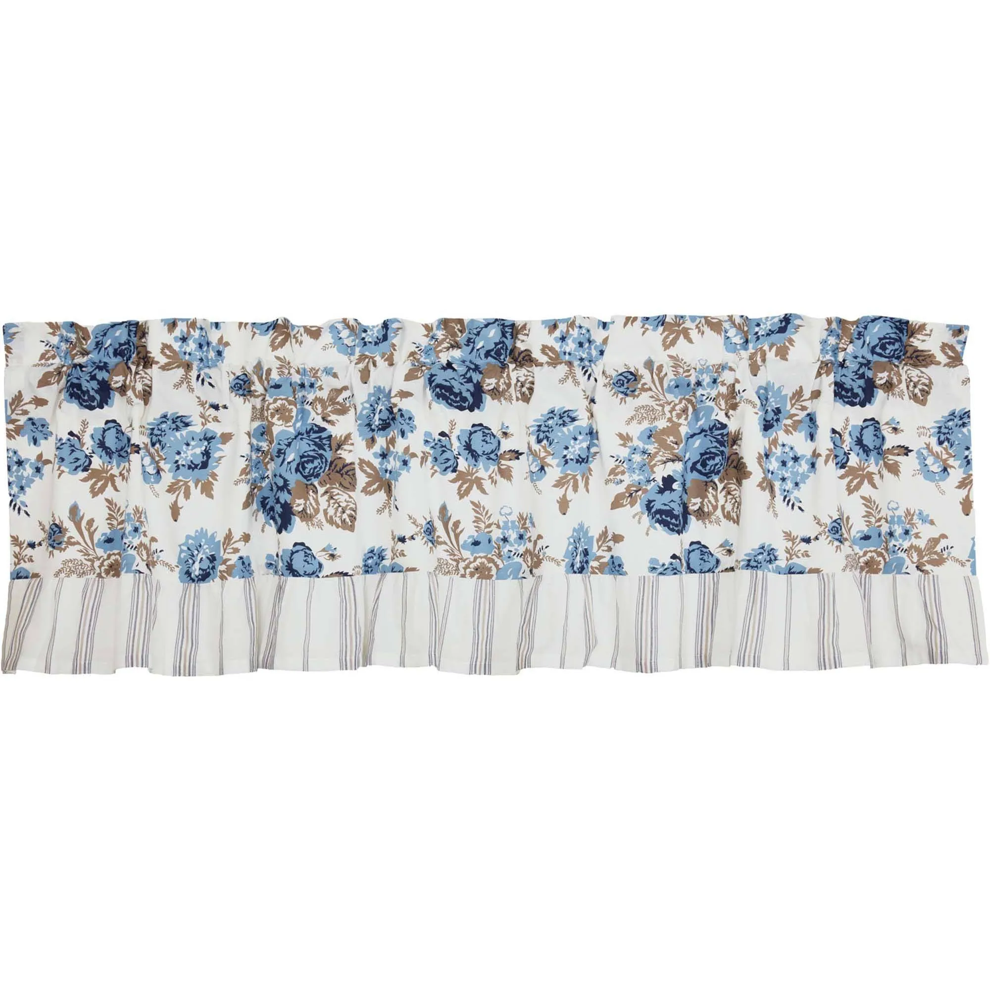 Annie Blue Floral Ruffled Lined Valance 60"