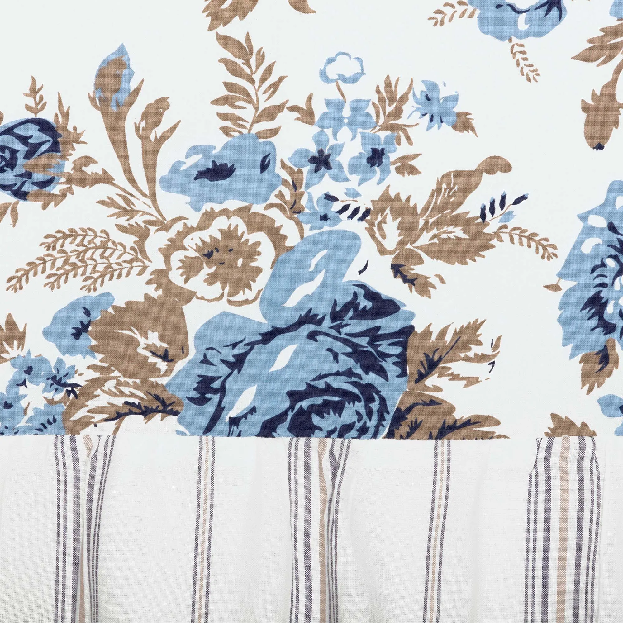 Annie Blue Floral Ruffled Lined Valance 60"