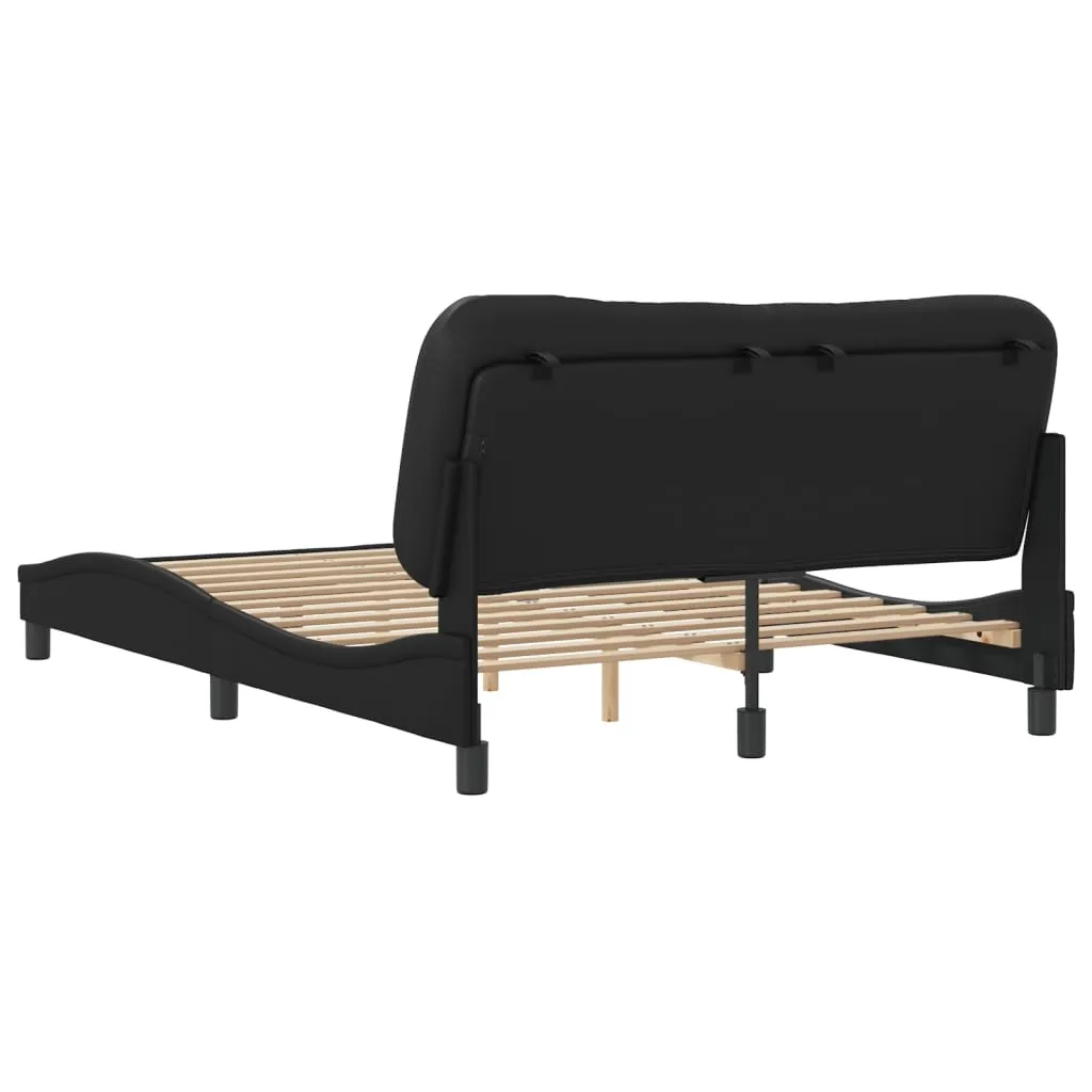 Bed Frame with Headboard Black 135x190 cm Double Faux Leather