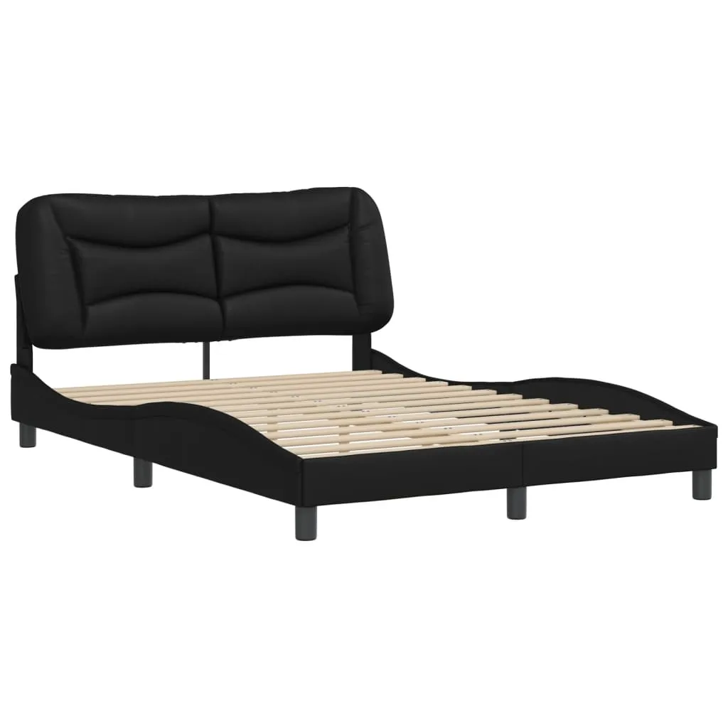 Bed Frame with Headboard Black 135x190 cm Double Faux Leather