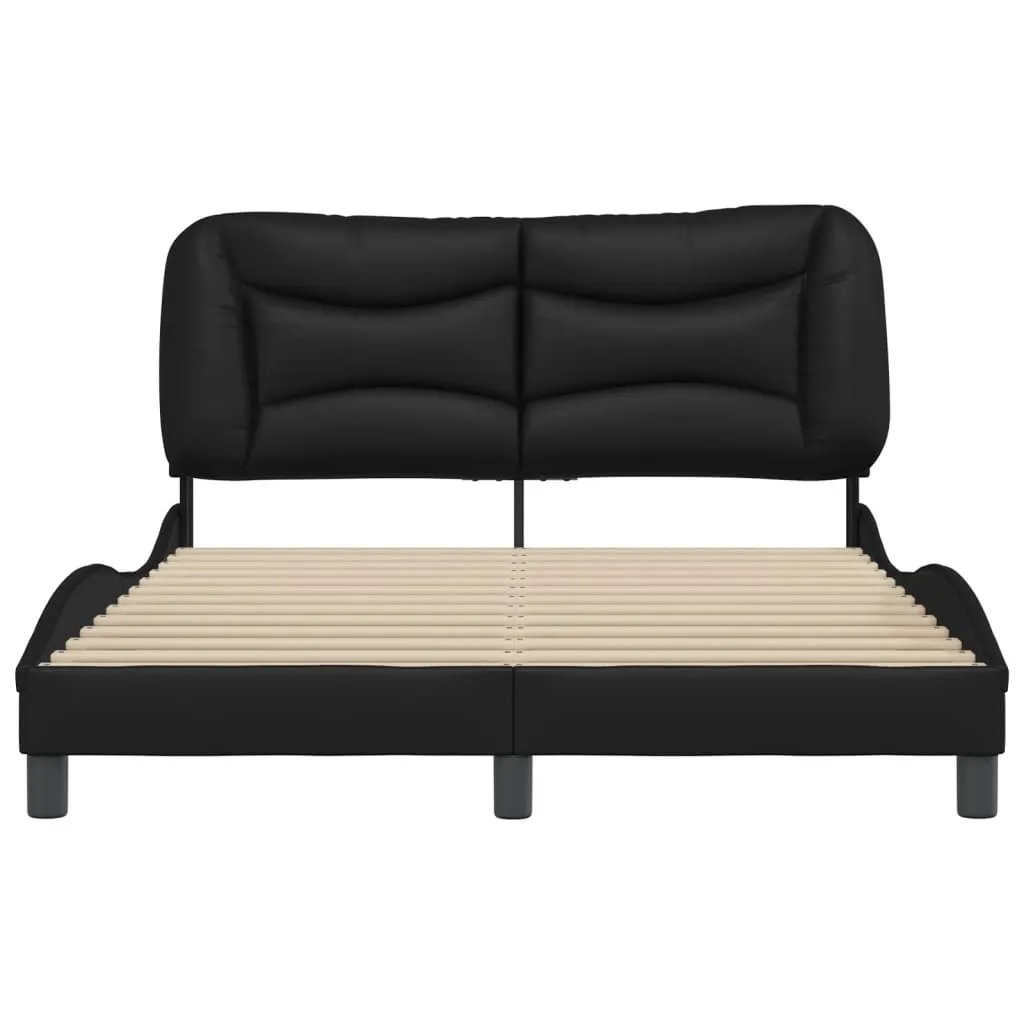 Bed Frame with Headboard Black 135x190 cm Double Faux Leather