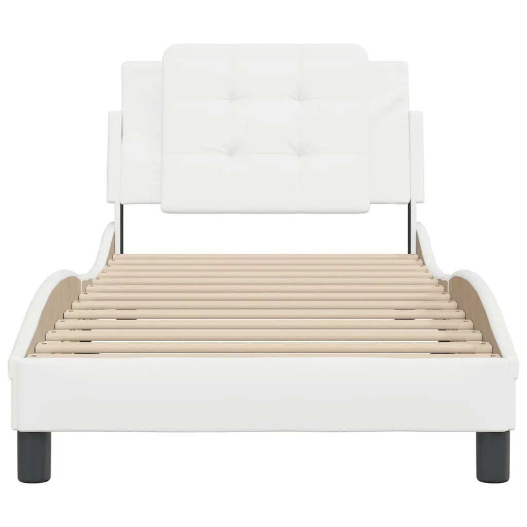 Bed Frame with Headboard White 90x190 cm Single Faux Leather