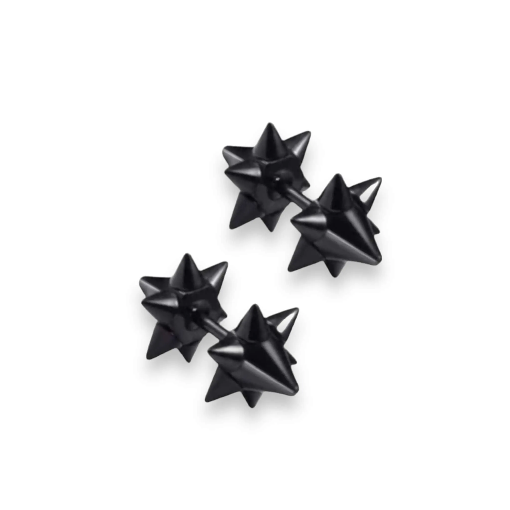 Black Dual Spiked Stud Earrings