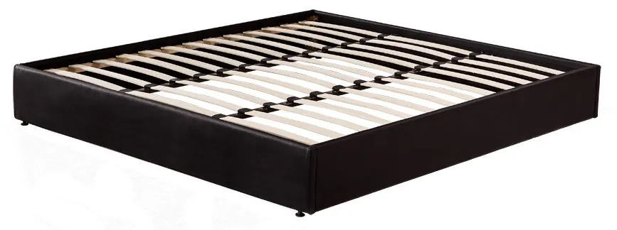 Black PU Leather King Bed Frame with Stitched Accents