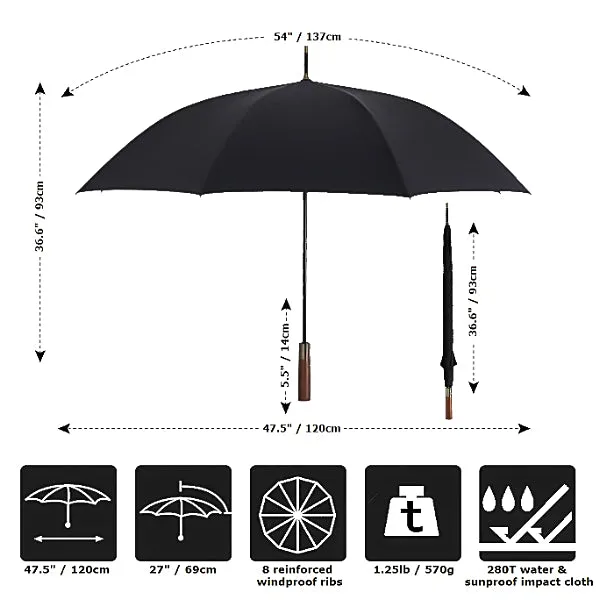 Black Strong Wooden Umbrella