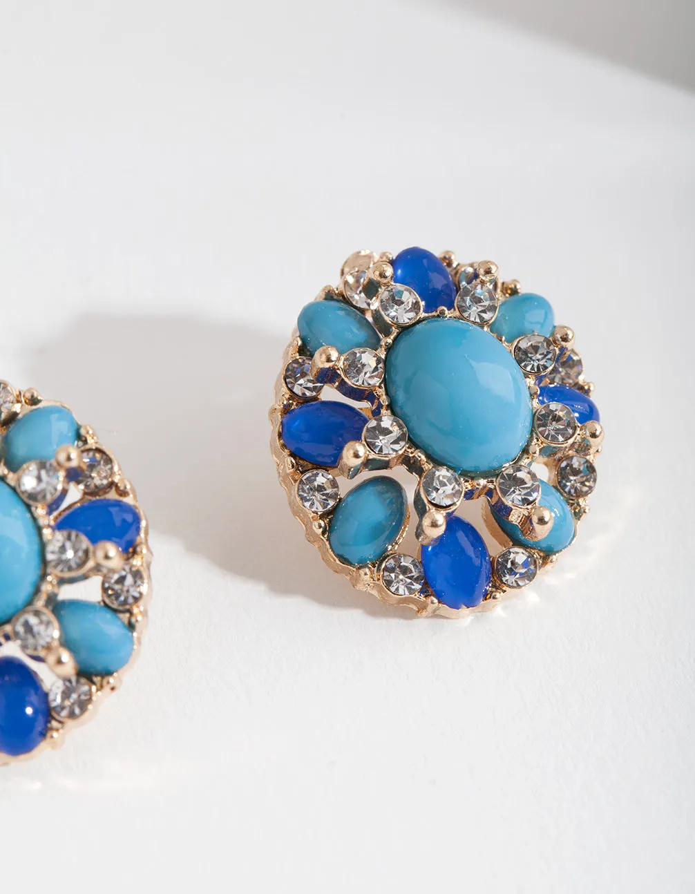 Blue Mixed Stone Stud Earrings