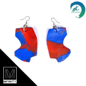 BLUE RED Clay Earrings