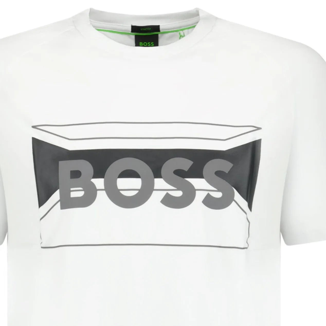 BOSS COTTON-BLEND REGULAR-FIT T-SHIRT WITH LOGO ARTWORK WHITE