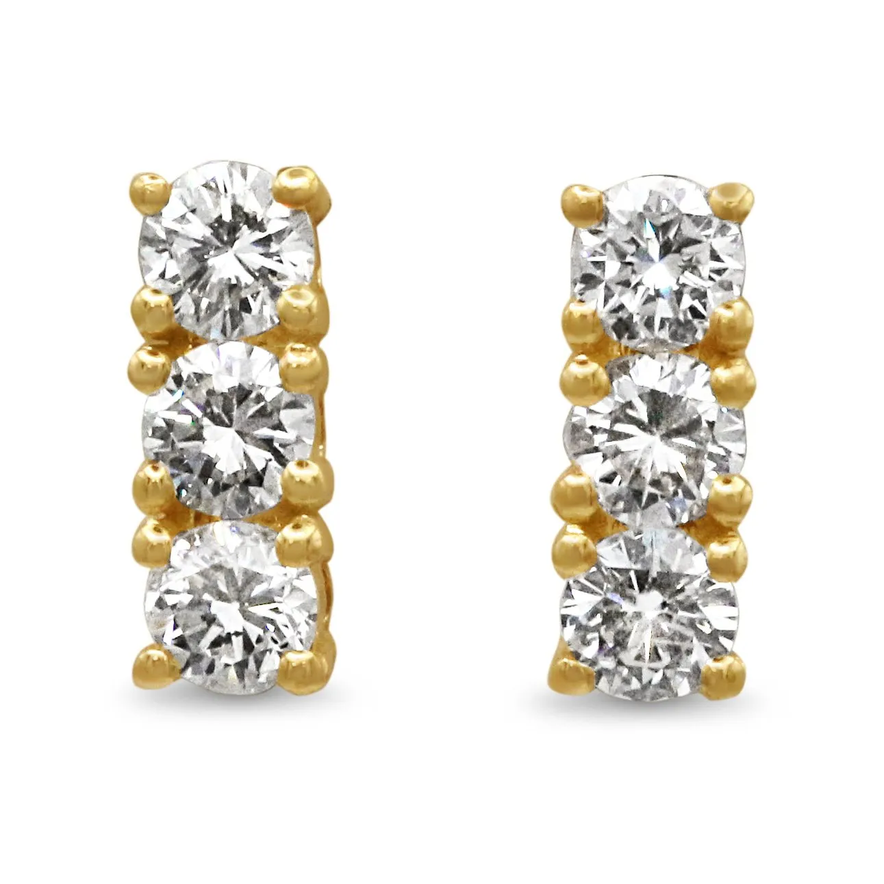 Brilliant Cut Diamond Drop Stud Earrings 0.86cts - 18ct Yellow Gold