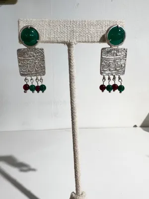 Calligraphy and Stone Earrings