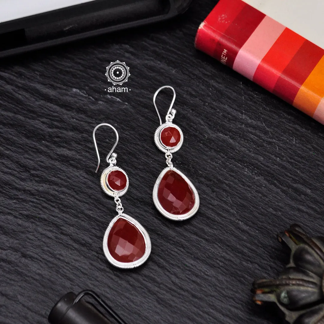 Carnelian Drop Silver Earrings