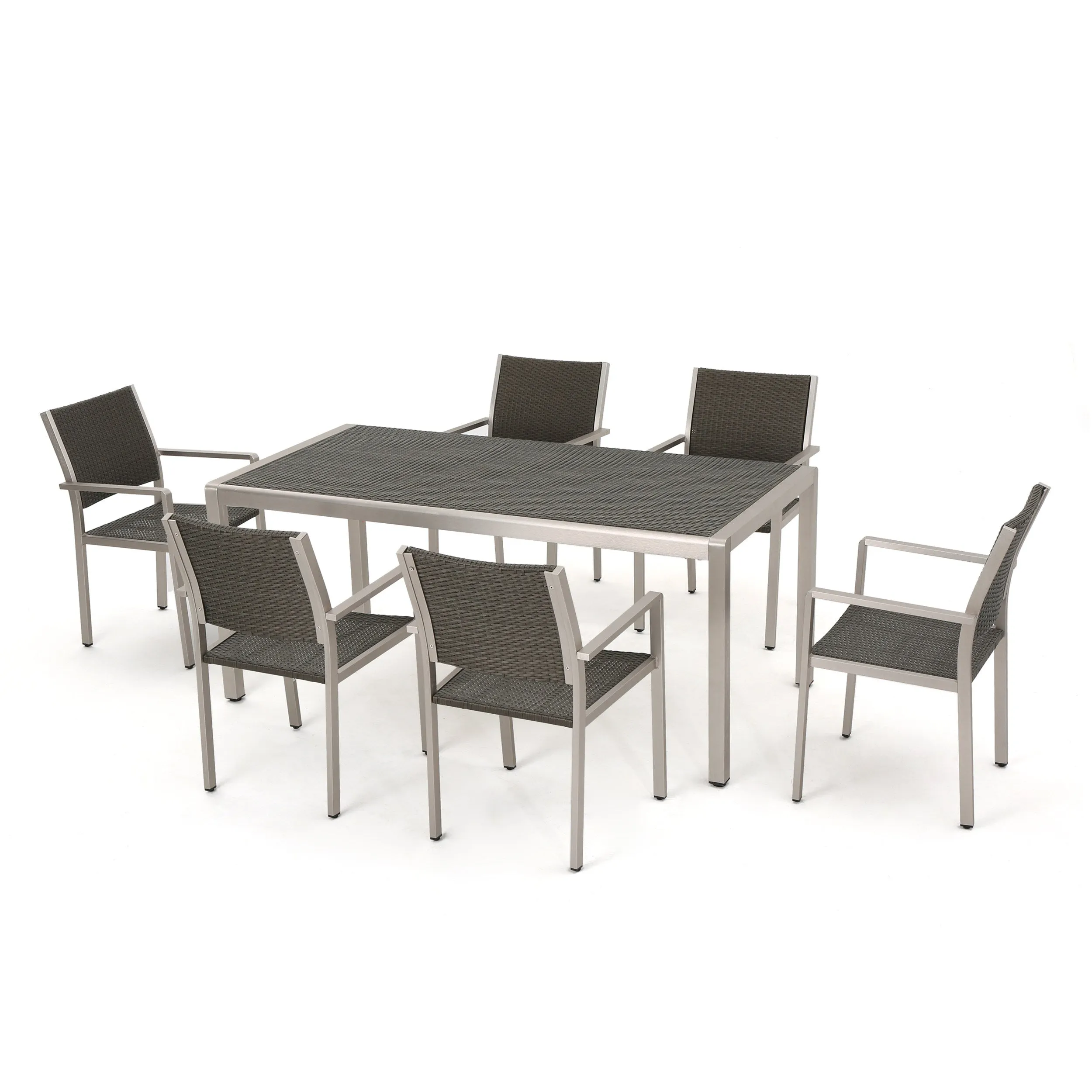 Coral Bay Outdoor 7Pc Aluminum Dining Set w/ Wicker Top