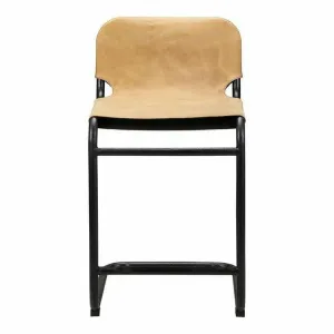 Counter Stool Sunbaked Tan Leather Brown Industrial