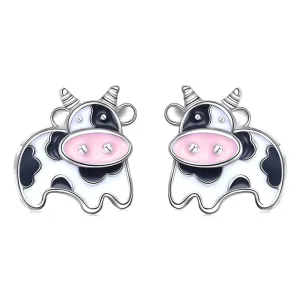 Cow Earrings Black and White Push Back Adorable!