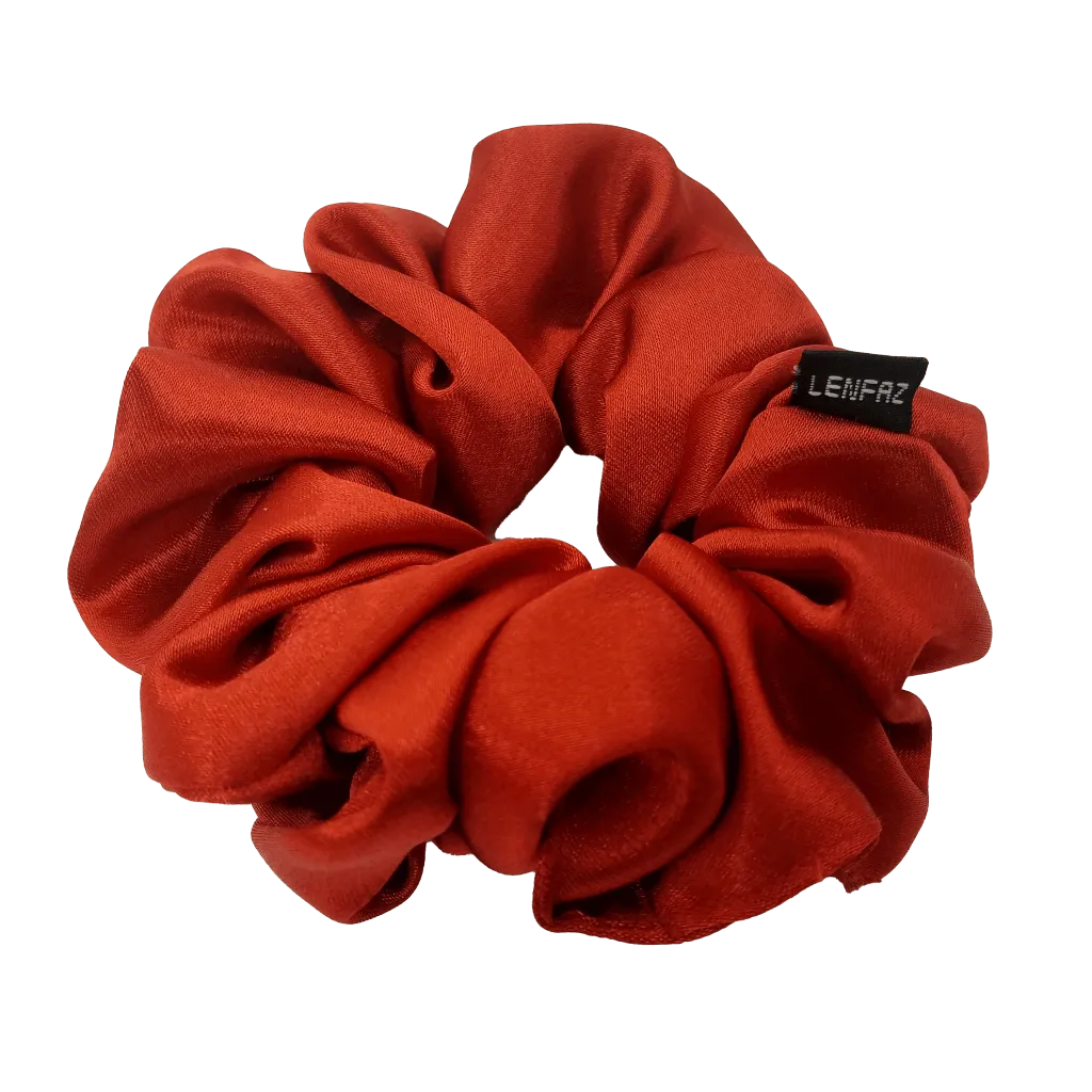 Crimson Red Satin Silk Scrunchie