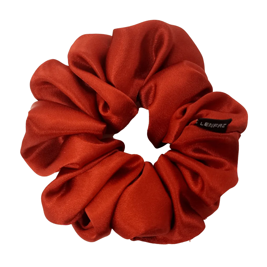 Crimson Red Satin Silk Scrunchie