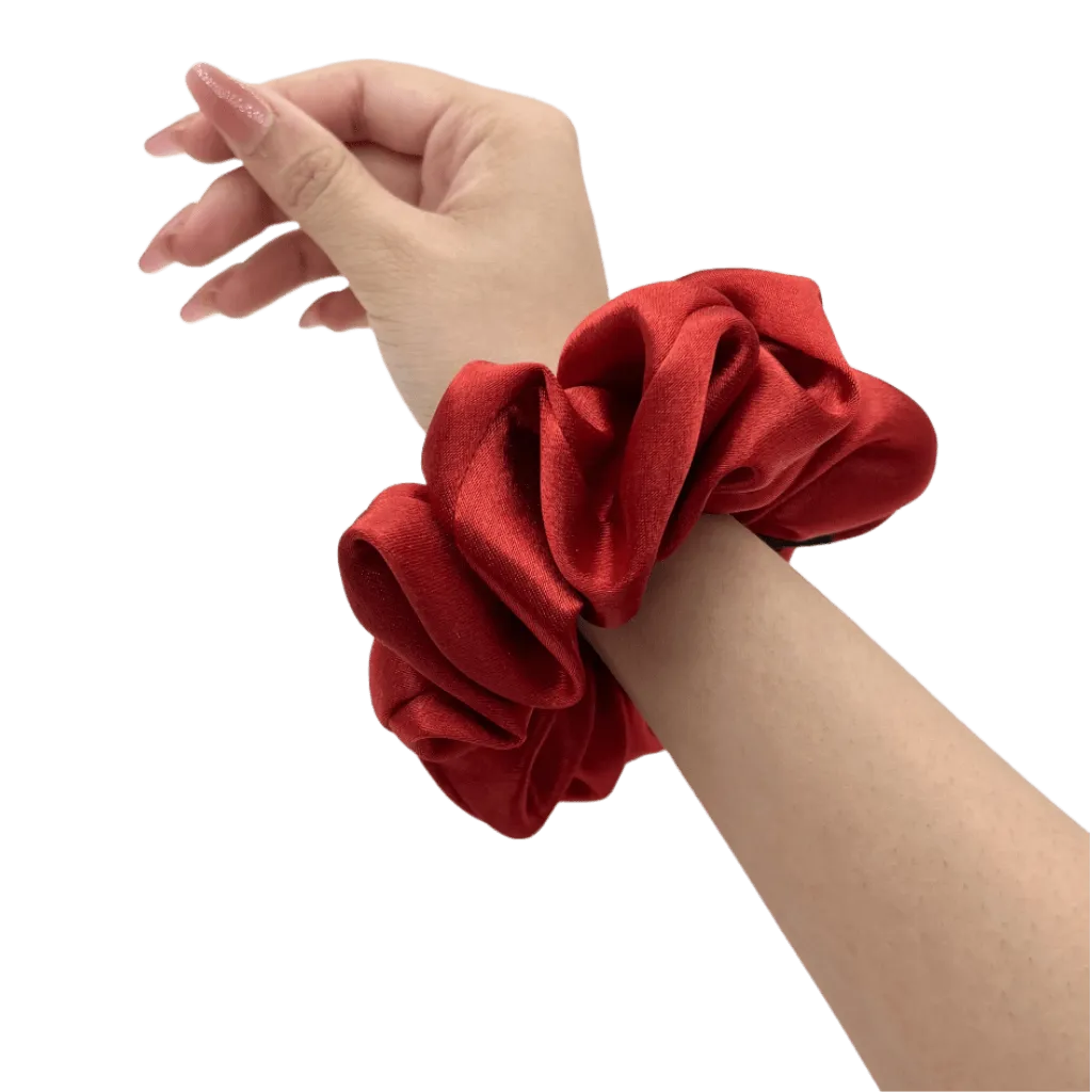 Crimson Red Satin Silk Scrunchie