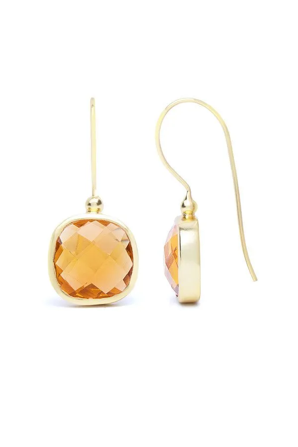 Cushion Cut Gemstone Earrings