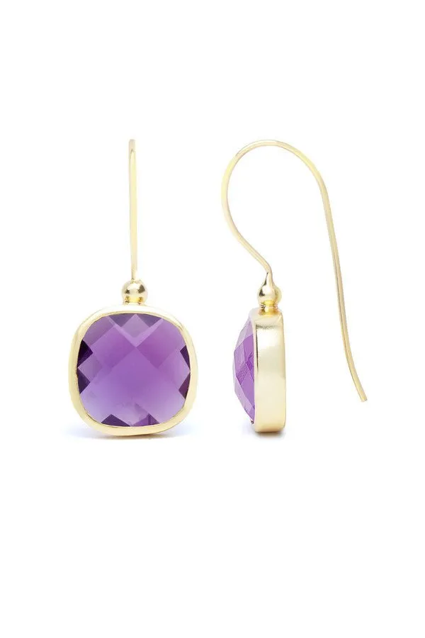 Cushion Cut Gemstone Earrings