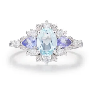 Dahlia Aquamarine Tanzanite Ring©