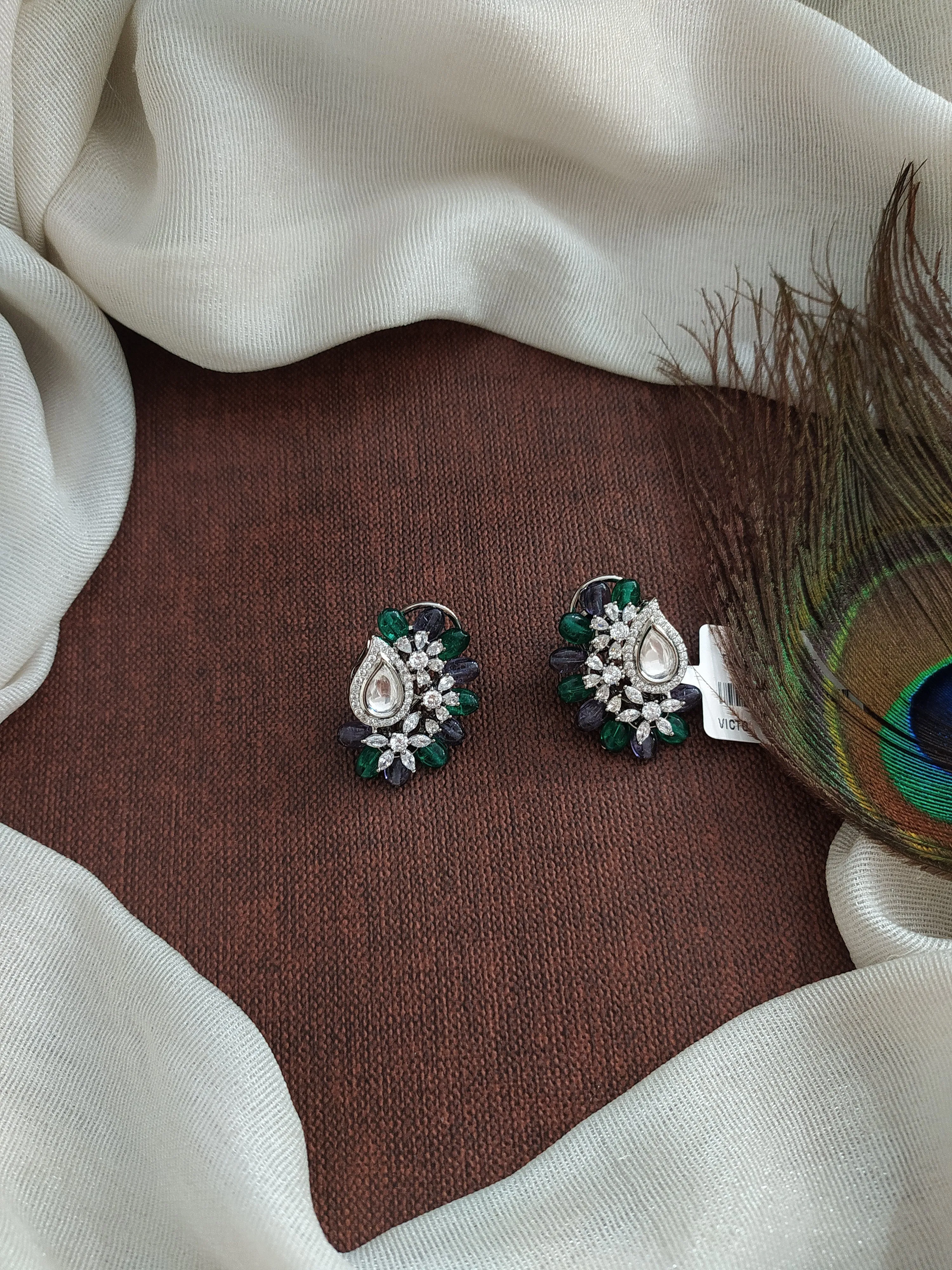 Designer Black Rhodium Studs with Zircon Stones