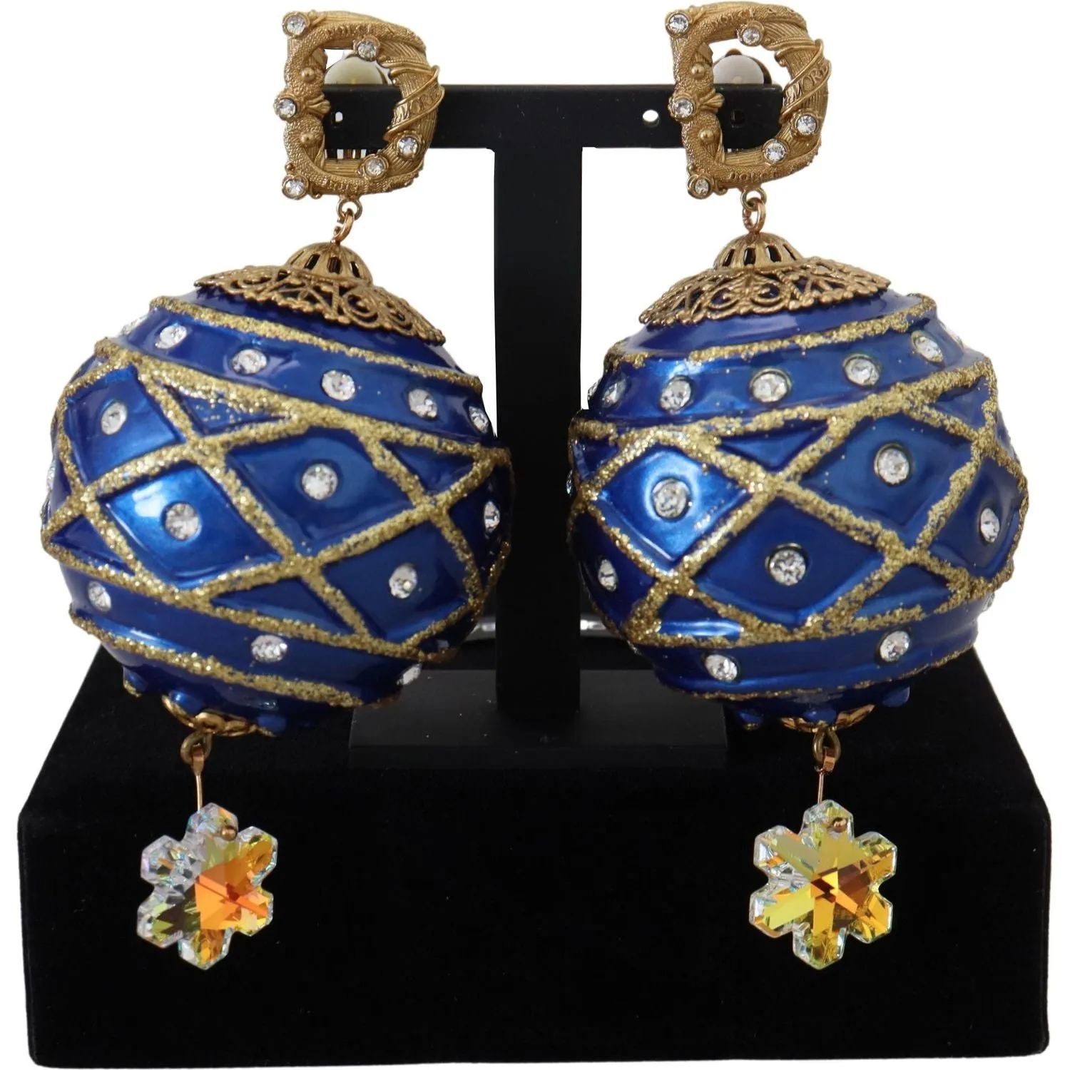 Dolce & Gabbana Elegant Dangling Crystal Christmas Ball Earrings