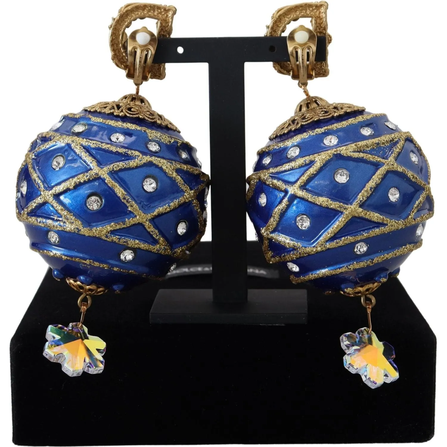 Dolce & Gabbana Elegant Dangling Crystal Christmas Ball Earrings