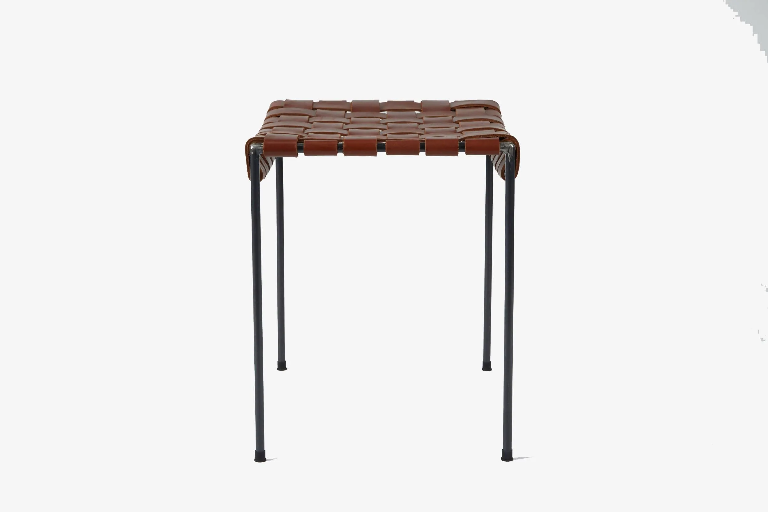 Double Rail Woven Leather Stool