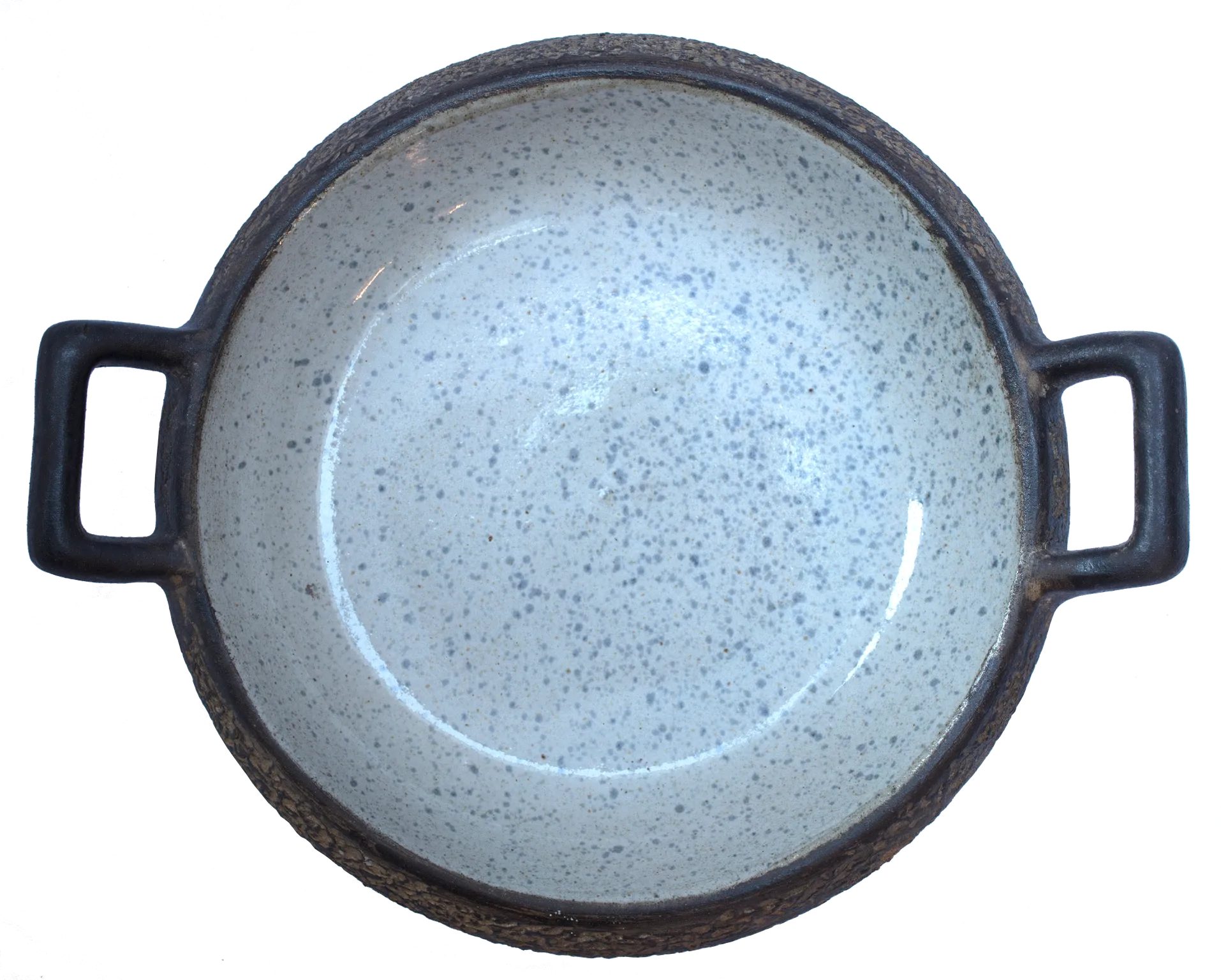 Earth -Bowl with 2 handles Grey speckle 20.5cm with handles 24.5cm