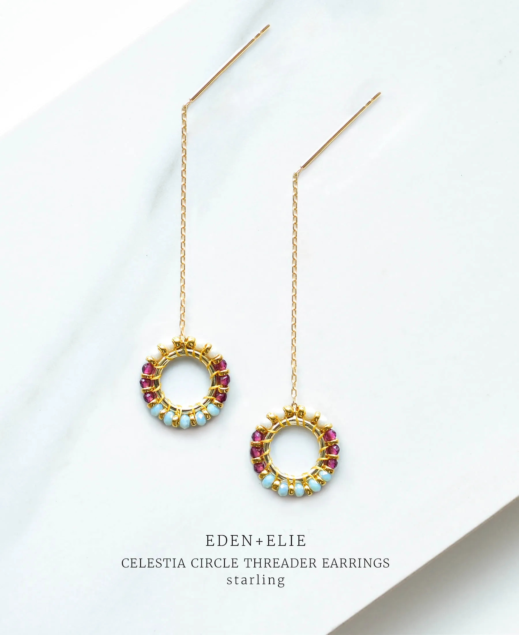 EDEN   ELIE Celestia Circle Threader Earrings - Starling