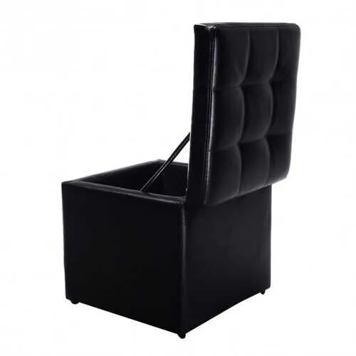 Foldable Cube Ottoman Pouffe Storage Seat - Color: Black