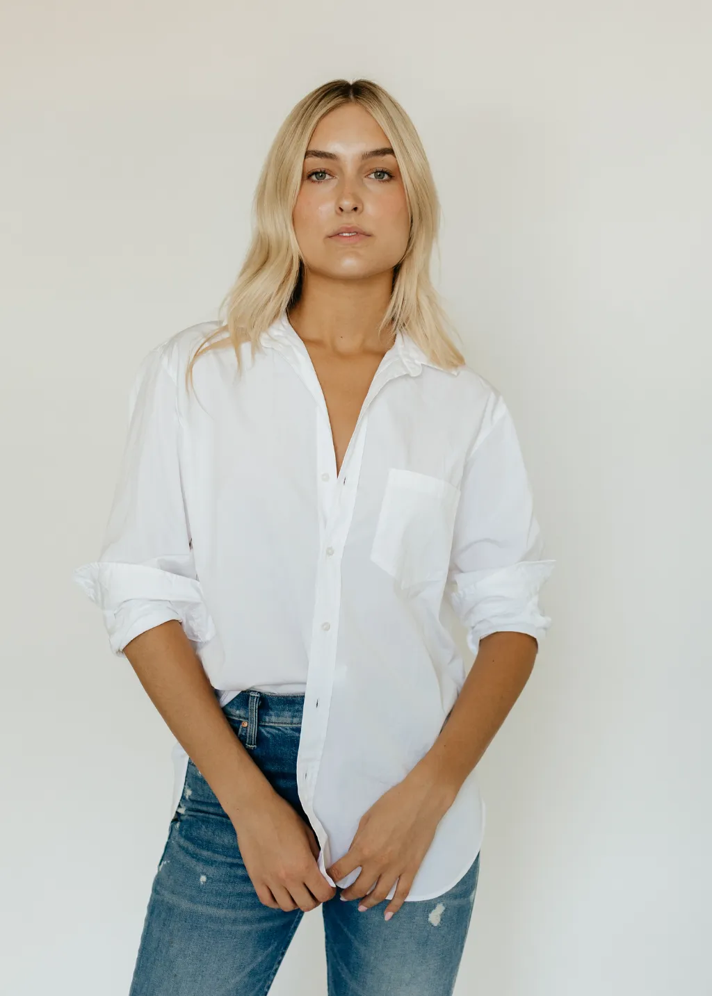 Frank & Eileen Joedy Boyfriend Button-Up in White