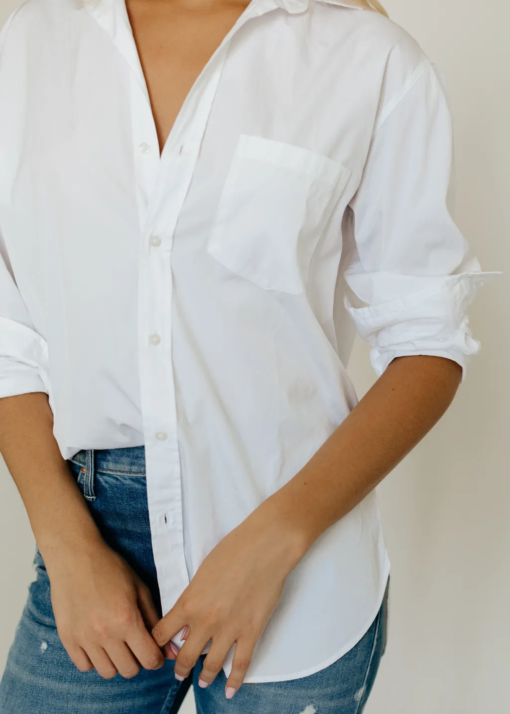 Frank & Eileen Joedy Boyfriend Button-Up in White