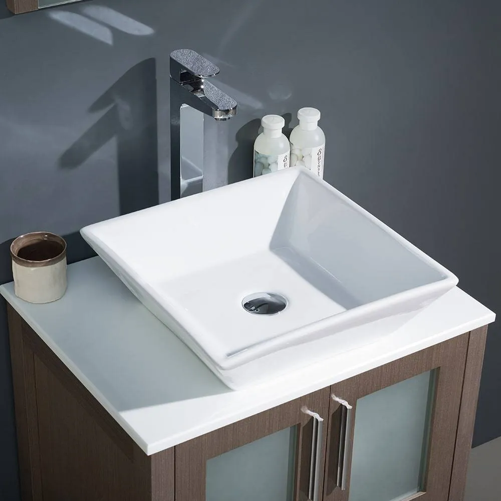 Fresca FVN6224GO-VSL Torino 24" Gray Oak Modern Bathroom Vanity with Vessel Sink