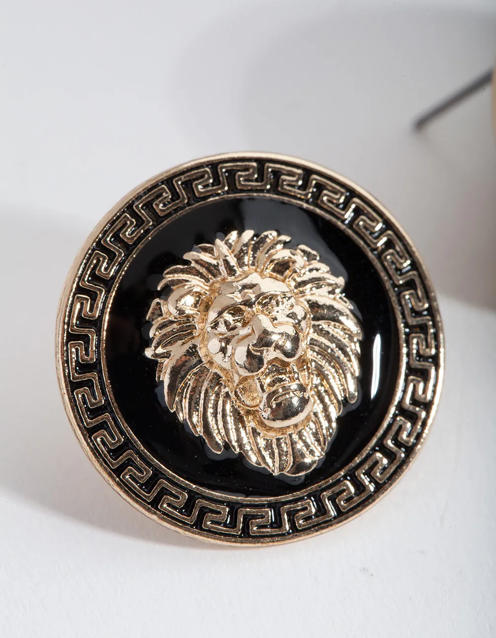 Gold Lion Head Stud Earrings