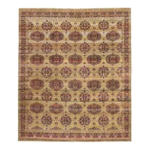 Gold Traditional Wool Silk Blend Rug - 12'2" x 12'2"