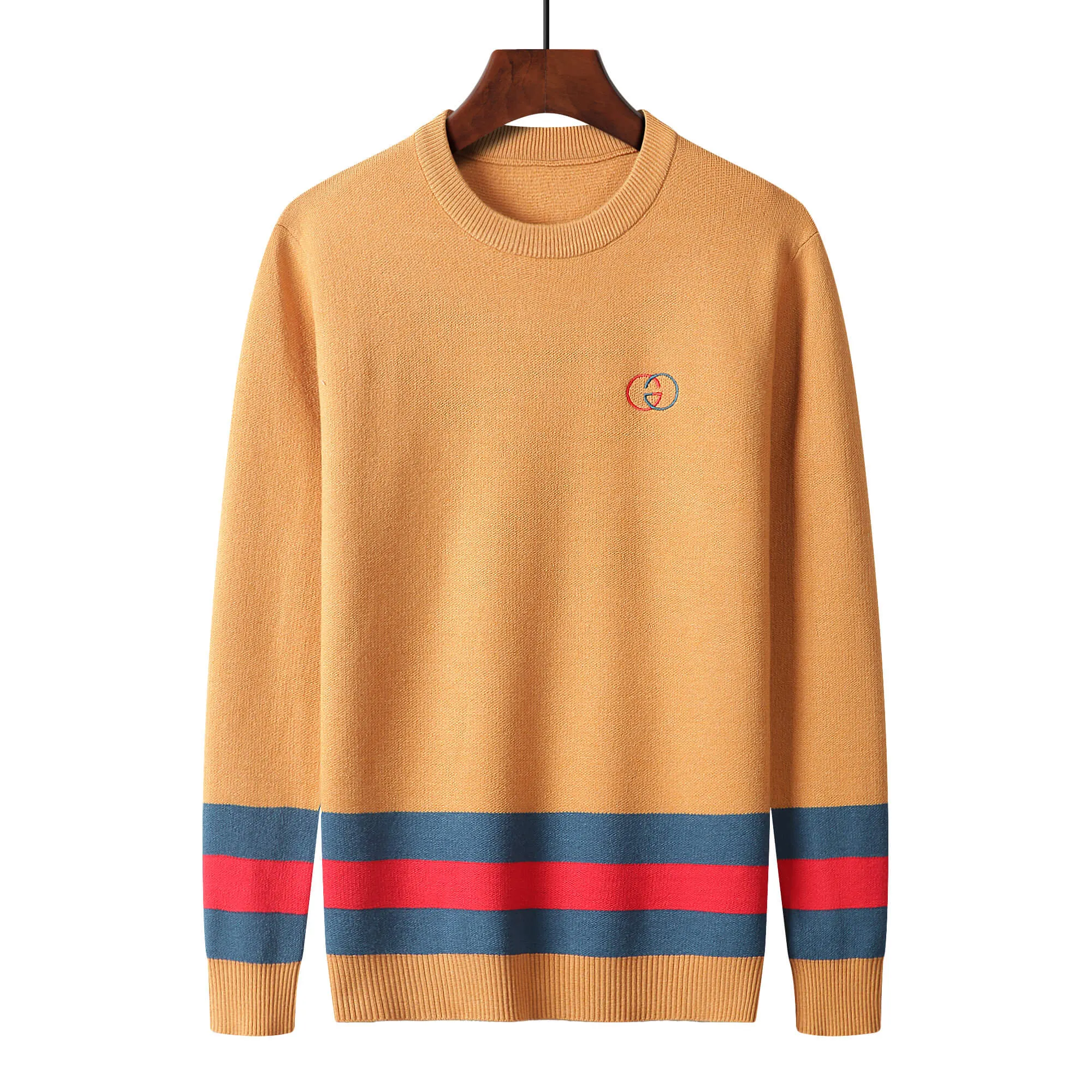 Gucci Web Stripe Yellow Wool Sweater