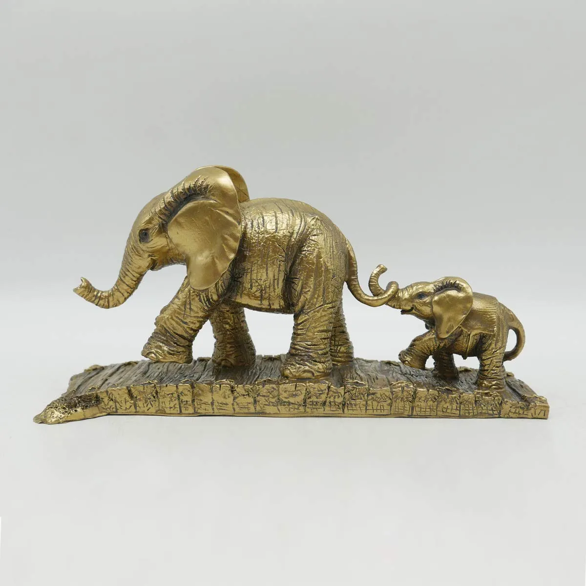 Home Centre Corsica Elephant Mother and Baby Figurine (Gold)