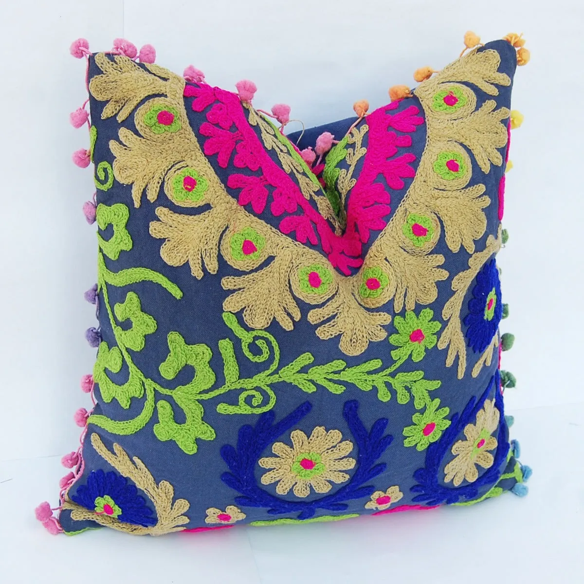 Indian Suzani Cushion Covers Embroidered Pillow Cases - CraftJaipur